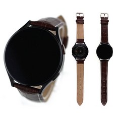 SM-R870 갤럭시 워치4 44mm 호환 가죽시계줄 레더 스트랩 컬러별, 브라운스티치GE07A20BR