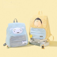 맹구 백팩 흰둥이 여성 미니 털 배낭 짱구는못말려 학생 퍼 가방 학교 귀여운 캐릭터 미니백