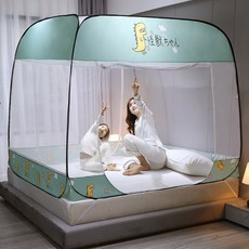 성인 어른 침대 거실 바닥 캠핑 텐트 모기장 1 인용 원터치 간편한 설치 모기 물림 방지, 작은 공룡 + 2.0m (6.6 피트) 침대
