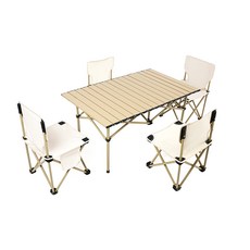 원풍룽 튼튼한 캠핑 의자 테이블 세트, 미색