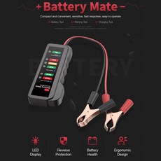 자동차 배터리 테스터 6자리 LED 디스플레이 테스트 공구 6 조명 전압 교류 발전기 스캐너 진단|자동차 테스터 충전, 01 Black