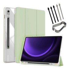 갤럭시탭S9 S9+ S9울트라 S9 FE 플러스 S펜수납 클리어 투명 북커버 케이스 케이스나라, 그린, 1개