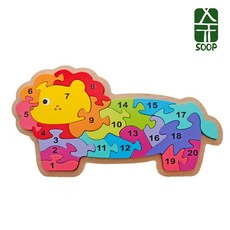 숲(SOOP) 숲(SOOP)우드퍼즐 사자(숫자20) 유아 원목 퍼즐, 20개, 1개