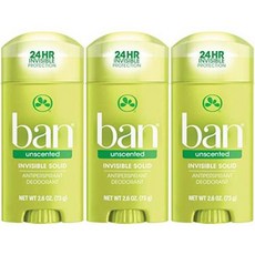 Ban Anti-Perspirant Deodorant Invisible Solid Unscented 2.60 oz (3 pack), One Color_One Size, One Color_One Size, 상세 설명 참조0