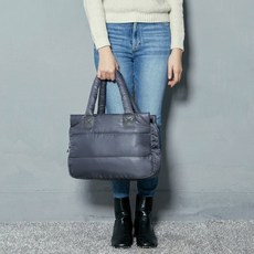 여성 가로 퀼팅 지퍼 패딩 가방 여행 빅 숄더 토트백