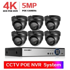 영어 설명서 H.265 8CH 4K 8MP 5MP POE NVR 키트 보안 카메라 시스템 적외선 실내외 CCTV POE IP 돔 카메라 P2P 영상 감시 장치, 3T, 유럽 연합 플러그, 8채널 NVR 캠 6개, 1개