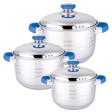 도톰 5중바닥 스텐냄비 냄비 냄비 유리뚜껑 포함 6종세트, KV-6654와이어블루, 하나