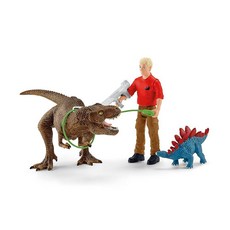 Schleich 공룡 아동용 장난감 티라노사우루스 렉스 어택 5피스 세트 티렉스 포함 만 4세 이상, 2022 박스 스타일
