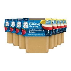 Gerber 2nd Foods Apple Strawberry Banana 거버 2단계 퓨레 사과 딸기 바나나, 113g, 32개