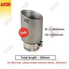 AK 자동차 머플러 장식용 배기 팁 매트 304 스테인레스 스틸 시스템 1 개, 1개, 01 (left)in51-out89mm