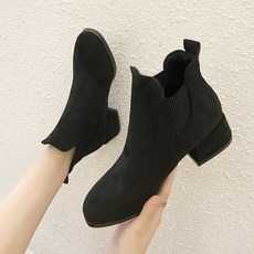 J3337 여성 빅사이즈 통굽 앵클부츠 데일리슈즈