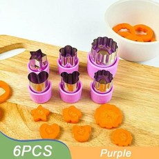 플라스틱 손잡이 꽃 야채 커터 만화 모양 과일 케이크 비스킷 절, 4.6Pcs-Purple, 1개