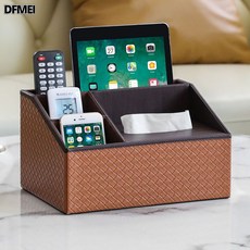 DFMEI 티슈 리모컨 수납함 모던 티 테이블 잡화 다용도 테이블 종이 뽑기 수납함, 시저 브라운 메쉬 패턴으로 가볍고 럭셔리, 1개