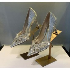 [해외] Moraima Snc Bling Bling 반짝이 장식 된 하이힐 신발 지적 발가락 파티 결혼식 발 뒤꿈치 크리스탈 나비 매듭 펌프 레드