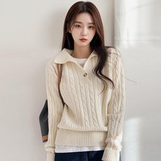 샐리 버튼카라꽈배기니트_I3D-CKN044