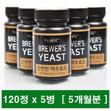 간편한 맥주효모 120정 독일산 맥주효소 98.5% 분말 추출물 캔디류 비타민B 판토텐산 아미노산 다량함유 튼튼한 머릿결 건강한 두피 노화방지 건강식품, 5병
