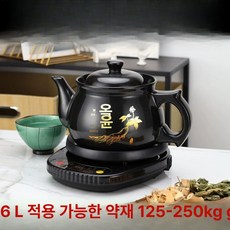 자동 온도 조절 한약 전용 도자기 탕기 전통 중의학 요법 가정용 내구성 탕전, A6 검정냄비 인쇄인삼 + 검정베이스, 1개