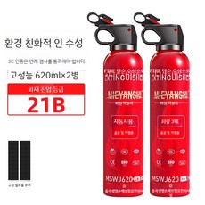 차량 소화기 개인 고온 내성 소형차 자동차 가정용 소방 장비 방폭 차량용소화기 휴대용 캠핑용 간이소화기, K.2대할인스트랩부착21B소화기x2, 1개
