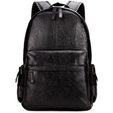 Kenox 빈티지 PU 가죽 백팩 학교 대학 Bookbag 노트북 컴퓨터 백팩-Black PROD1770125871, 상세 설명 참조0
