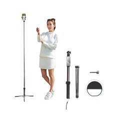 핸드폰 스마트폰 셀카봉 삼각대 롱 160cm, 블랙계열, 1개