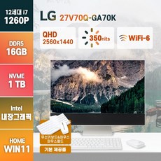 LG 일체형 PC 27V70Q-GA70K 고해상도 27인치 학생 업무용 주식 올인원 컴퓨터, 메모리16GB/SSD1TB/윈도우11홈