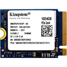 킹스톤 Kingston 1TB M.2 2230 PCIe Gen 4.0x4 NVMe SSD TLC NAND(R/W 속도 최대 4 540/4 230MB/s) OM3PGP41024P-A - p4s3