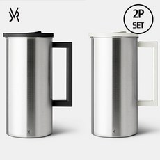 JVR (2P 1SET) 스텐 물병 1.6L 가정용물병, 1600ml, 블랙+아이보리, 1개