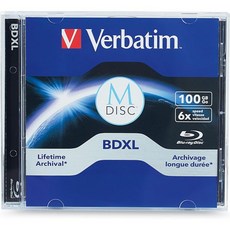 버바팀 M DISC BDXL 100GB 6X브랜디드 서페이스 블랭크 블루레이 기록 가능 미디어 포함 5pk 쥬얼 케이스 박스 블루, 100 GB 6X_1pk Jewel Case, 5개