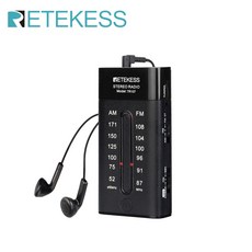 RETEKESS TR107 휴대용 미니 포켓 라디오 FM AM 포인터 튜닝 스테레오 지원 조깅 체육관용 이어폰이 있는 BBS 메가베이스, 1.TR107