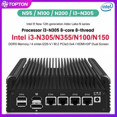 인텔 PC 소프트 라우터 팬리스 솔리드 방화벽 컴퓨터 Proxmox ESXi 호스트 서버 i3 N305 N355 N150 N100 D, 02 Intel N100, 04 32GB DDR5 512GB NVMe