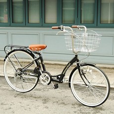 로모티브 마마차리 클래식자전거 7단기어 유아안장 애견동반가능 미니벨로 바구니 자전거