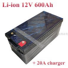 12v 600ah 리튬 이온 리튬 이온 배터리 팩 깊은 사이클 태양 전지 패널 시스템 rv ev 인버터 + 빠른 20a 충전기에 대 한 높은 전원 bms|교체배터리|, 1개, 단일, 단일