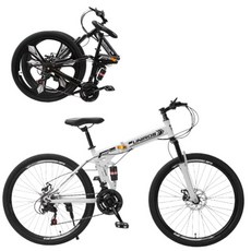 MTB자전거 접이식자전거 산악자전거 입문용 출퇴근 24 26인치, 스포크휠, 화이트블랙