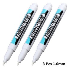 마카 금속 롱 헤드 마커 펜 유성 방수 플라스틱 대용량 흰색 문구 0.7mm 1.0mm 2.5mm 1 개 2 3 세트, [11] 1.0mm-White-3 pcs