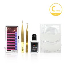 어스엔유 셀프 속눈썹연장 아이래쉬 C컬 밍크모 연장속눈썹세트(4개입), 4개입, 일반형 0.15T 13mm+글루+핀셋(ㄱ자형)+아이패치B11