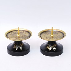 사군자 원형나무 캔들홀더 촛대 2P, 신주, 2개