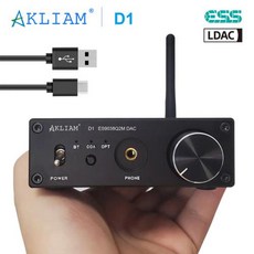 AkLIAM D1 블루투스 HiFi 사운드 디코더 ES9038Q2M, 1) Black - es9038q2m