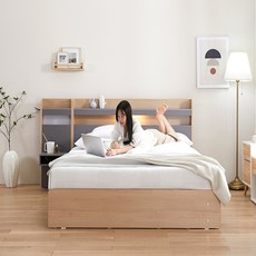 쏘유 LED 3단수납형침대+독립CL볼라텍스50폼 Q, 콤비