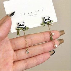 925은침 큐티한 대나무 팬더 귀걸이