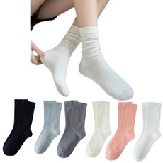 우아글로벌 무압박 베이직 무지 파스텔 장목양말 6피스