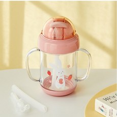 모던하우스 베리래빗 양손 핸들 트라이탄 빨대물병 + 교체용빨대, 혼합색, 280ml, 1개