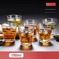 손님 유리 컵 가정용 거실 물 세트 와인 티 맥주 투명 두꺼운 내열 6 PCs