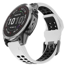 OVERSTEP Garmin Fenix 7X 밴드 26mm 퀵 릴리즈 실리콘 스트랩 피닉스 6X/피닉스 6X 프로/피닉스 5X/피닉스 5X 플러스/피닉스 3/피닉스 3 HR 스마트, White Black