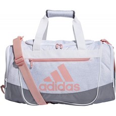 adidas Unisex Defender III 스몰 더플 백 저지 화이트 / 그레이 / 글로리 핑크 스몰, 단일옵션