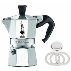 Original Bialetti 에스프레소 컵 모카 익스프레스 1개 | 메이커 머신 추가 정품 교체 필터 및 개스킷 번들 3개 포함 591ml2온스 60ml 2액량 온스 15042, Original Bialetti 에스프레소 컵 모카 익