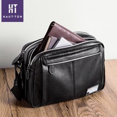 others 호 튼 (HATTON) 숄 더 백 남 패션 트 렌 드 팩 남자 소 가죽 캐 주 얼 크로스 한국 판 개성 가방 블랙 917204063