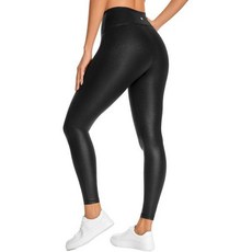 CRZ YOGA Butterlux Matte Faux 가죽 레깅스 여성용 26.5인치 앞 솔기 없음 높은 허리 스트레치 타이트 플레어 팬츠