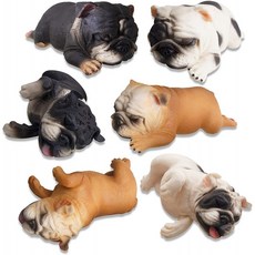 TOYMUMY 6PCS 사실적인 영국 불독 조형물 작은 거짓말과 졸린 개 그림 장난감 세트 크리스마스 선물 파티 어린이들을 위한, 단일옵션