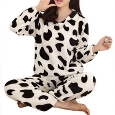 수면 극세사 파자마 Jodimitty 2 Pcs Women Pajamas Set Coral Fleece Warm Homewear Cartoon Print Pyjama Suit Fl