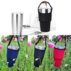 바시니아 텀블러 파우치 물병 보틀파우치 900ml 아이스컵 네오프랜 파우치, 텀블러파우치 블랙레드테두리, 1개